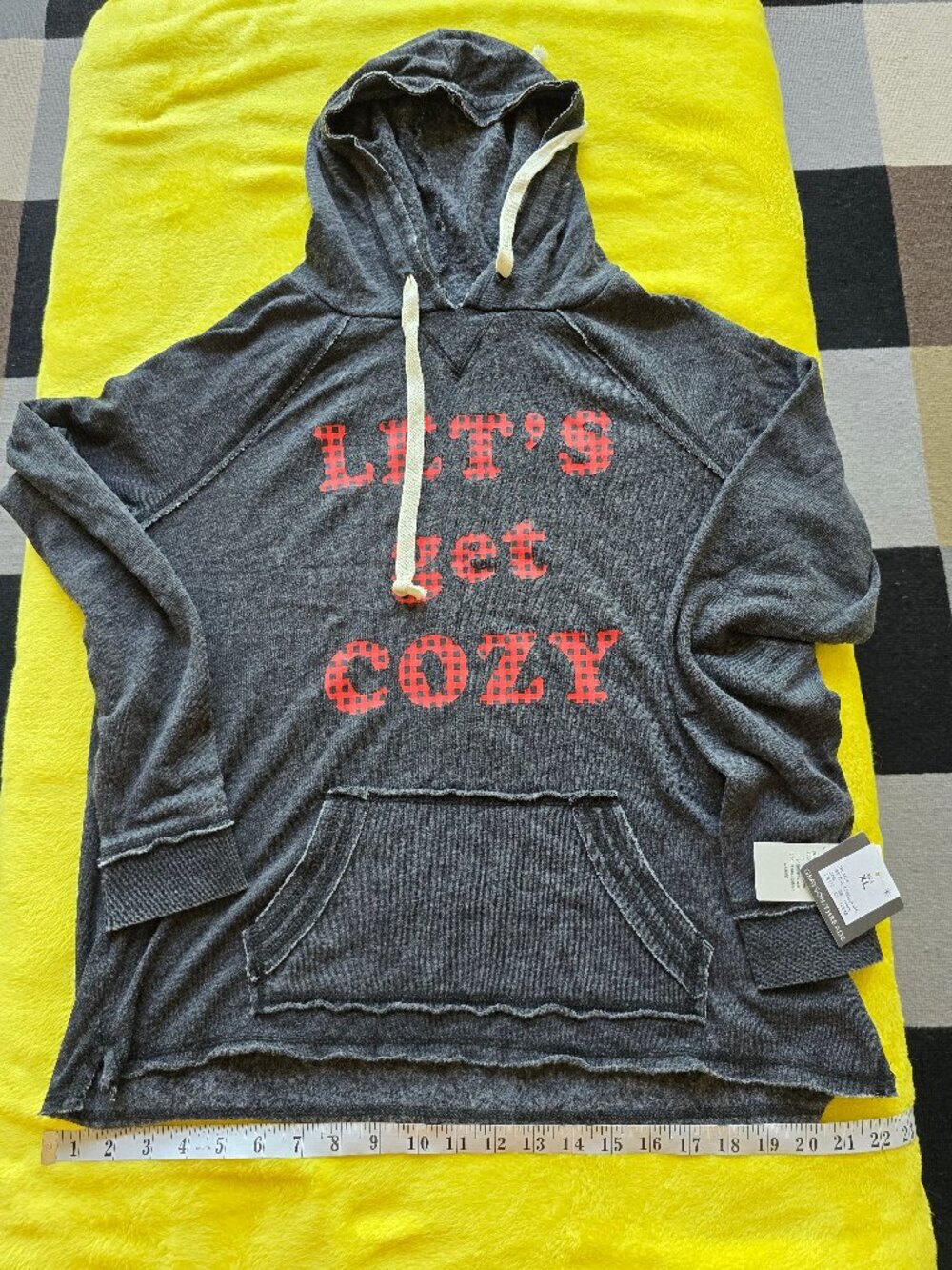 NWT Grayson Threads Distressed Gray Lounge Hoodie - Let's Get Cozy -